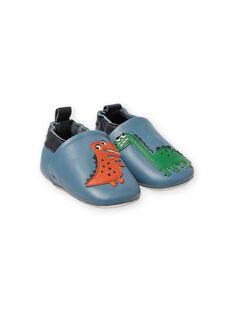 Pantofole in pelle blu motivi dinosauri neonato MUCHOSAUR / 21XK3822D3SC201