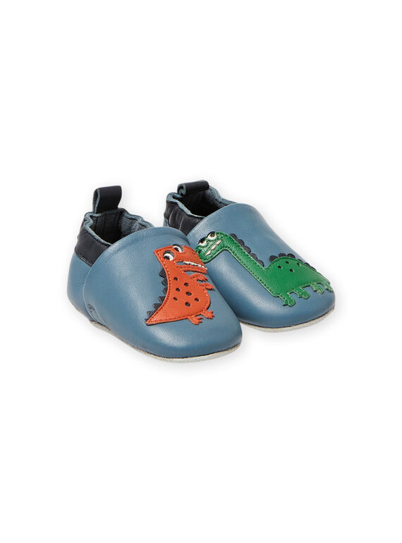 Pantofole in pelle blu motivi dinosauri neonato MUCHOSAUR / 21XK3822D3SC201