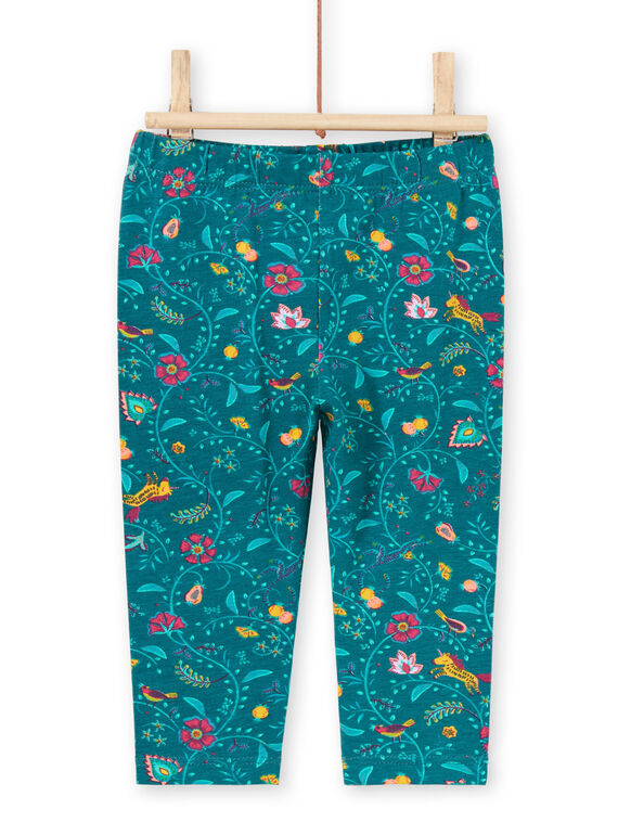 Leggings petrolio con stampa a fiori neonata MYITULEG / 21WI09K1CAL714