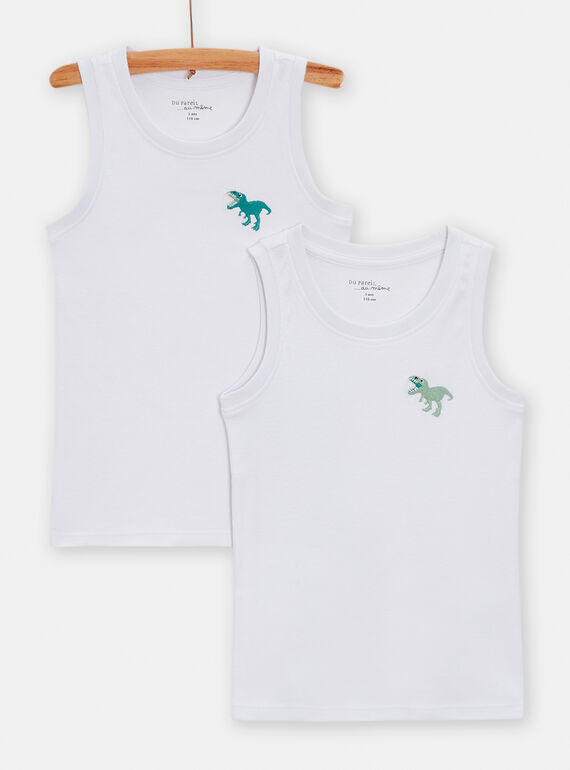 Set 2 canottiere ecrù con motivo dinosauri bambino TEGODELDIN / 24SH1261HLI000