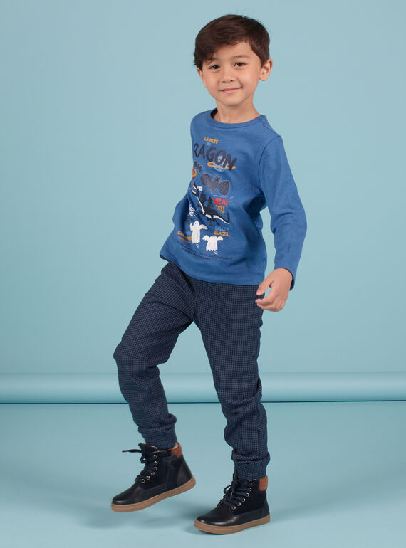 Pantaloni sportivi blu notte con stampa stelle bambino MOPLAPAN2 / 21W902O2PAN705