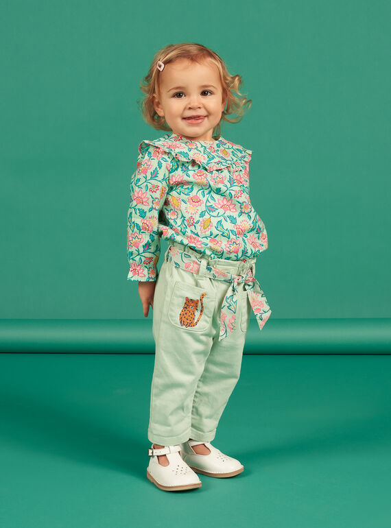 Pantaloni verdi mandorla e cintura con stampa neonata NIGAPAN / 22SG09O1PAN611