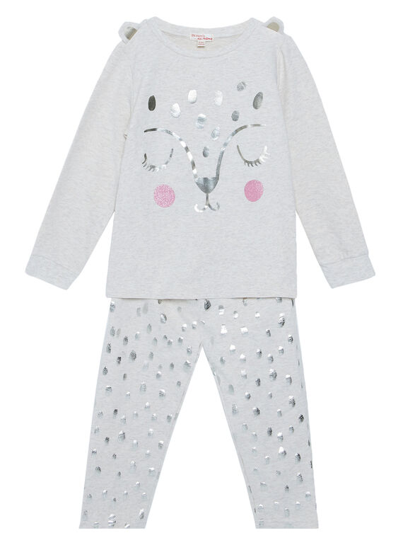 Pigiama beige melange in french terry bambina JEFAPYJPAN / 20SH11C1PYJ006