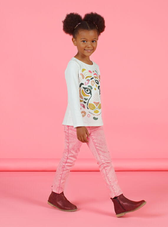Jeans rosa effetto acide wash bambina MAKAJEAN / 21W901I1JEAD305