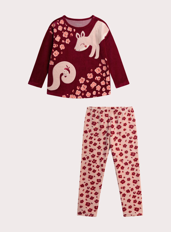 Pigiama di velluto rosa per bambina  VEFAPYJNUT / 24WH1195PYJ511