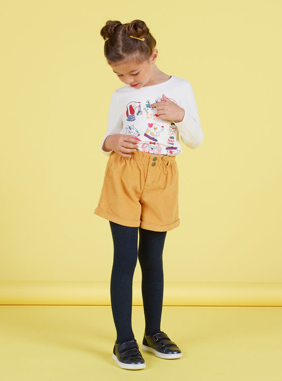 Shorts a vita alta senape bambina MAMIXSHORT / 21W901J1SHOB106