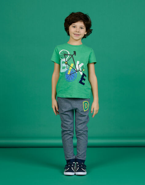 T-shirt verde kiwi motivo bicicletta con paillettes double face bambino NOGATI1 / 22S902O2TMC617