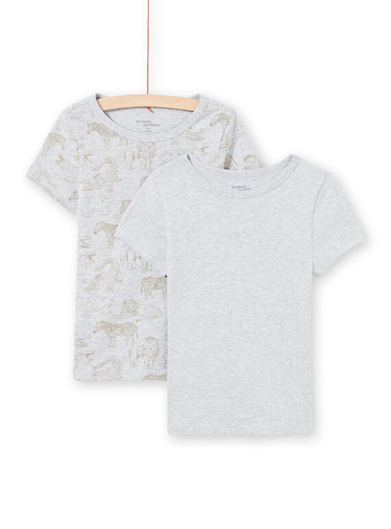 Set 2 t-shirt maniche corte abbinate grigio chiaro cane bambino MEGOTELSAV / 21WH12B1HLIA010