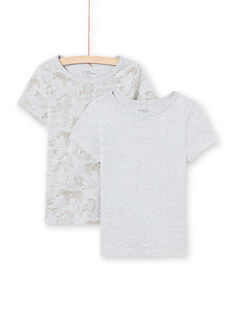 Set 2 t-shirt maniche corte abbinate grigio chiaro cane bambino MEGOTELSAV / 21WH12B1HLIA010