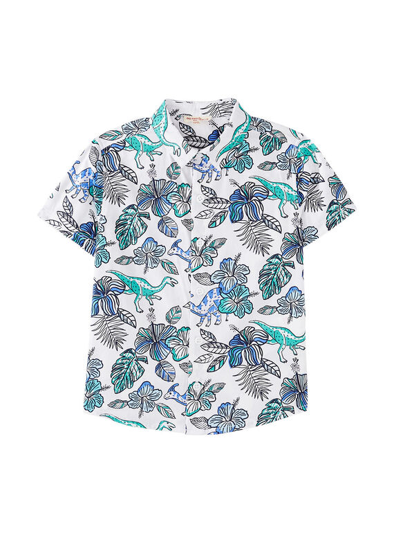 Camicia in popeline bambino bianca con stampa dinosauro JOQUASHIRT / 20S902R1CHM000