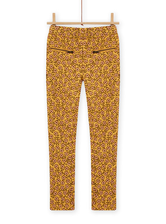 Pantaloni imbottiti gialli con stampa a fiori bambina MASAUPANT1 / 21W901P2PANB107