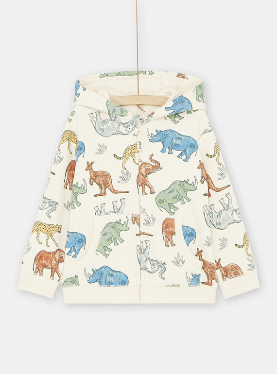 Cardigan crema con stampa animali bambino SOKYOGIL1 / 23W902I2GILA002