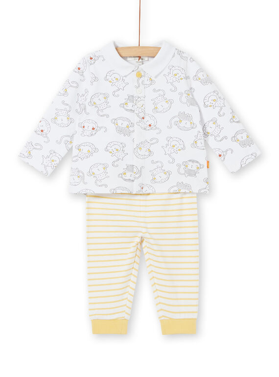 Completo polo maniche lunghe stampa scimmia e leggings a righe neonato  LOU1ENS3 / 21SF04H1ENS000