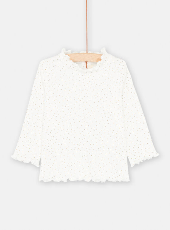 Dolcevita ecrù con collo con volant neonata SIJOSOUPRIB2 / 23WG09N3SPL001