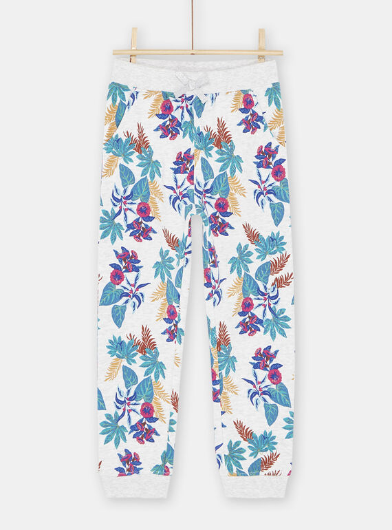 Pantaloni sportivi grigi melange con stampa a fiori bambina SAJOBAJOG1 / 23W901B1JGB943