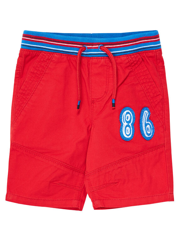 Bermuda elasticizzati rossi bambino con cintura a righe JOGRABER1 / 20S902E1BERF505