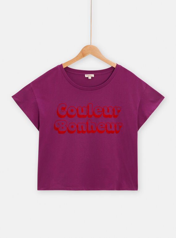 T-shirt oversize viola con scritta donna TAMUMTI1 / 24S993R1TMC712