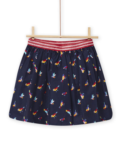 Gonna double face navy con stampa a fiori e uccello bambina NALUJUP1 / 22S901P1JUP070