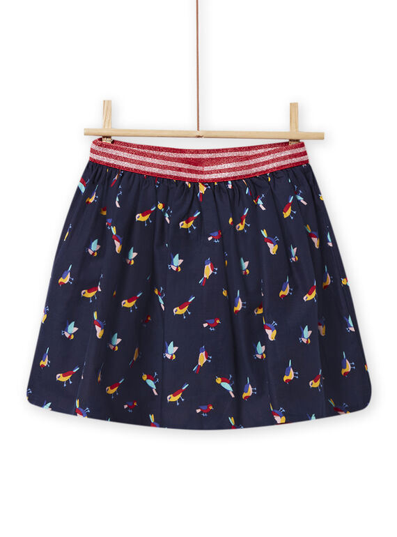 Gonna double face navy con stampa a fiori e uccello bambina NALUJUP1 / 22S901P1JUP070