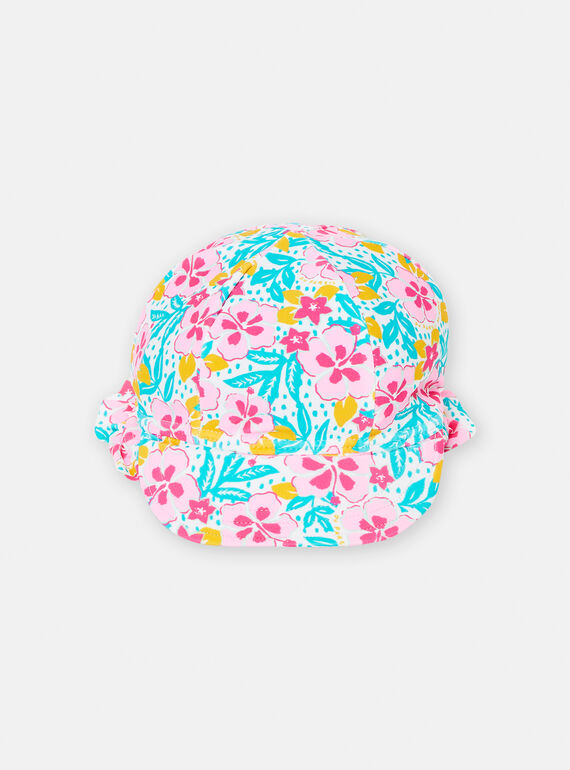Cappellino mare turchese e rosa con stampa a fiori neonata TYICHA / 24SI09F1CHA000