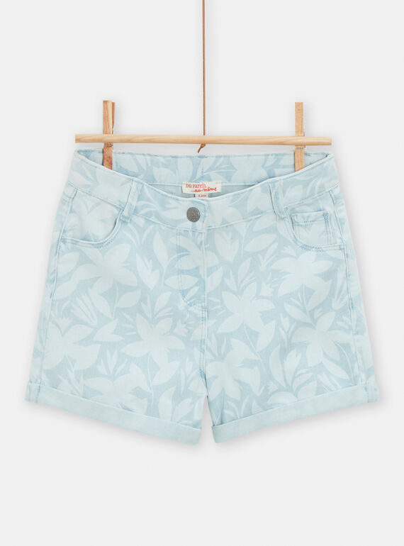 Shorts in jeans azzurri con stampa a fiori scolorita bambina TAJOSHORT3 / 24S901C2SHO721