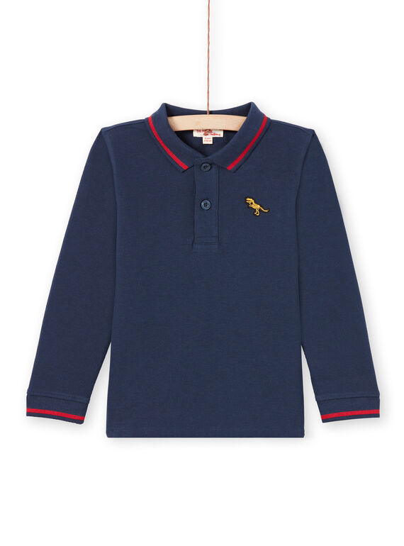 Polo maniche lunghe a tinta unita blu notte bambino MOJOPOL1 / 21W90216POL705