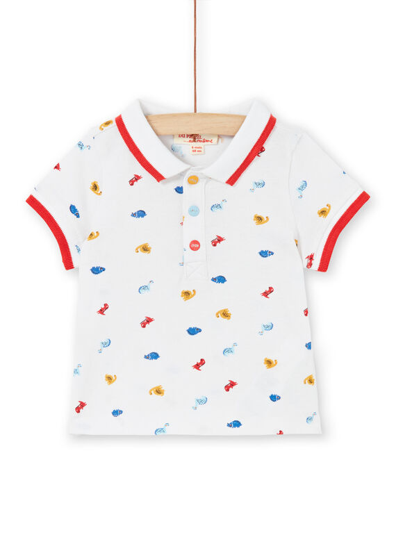 Polo bianca con stampa dinosauri neonato LUCANPOL / 21SG10M1POL000