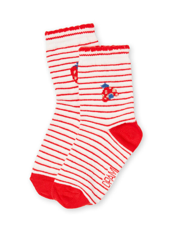 Calze ecrù e rosse neonata LYICANSOQ / 21SI09M1SOQ001