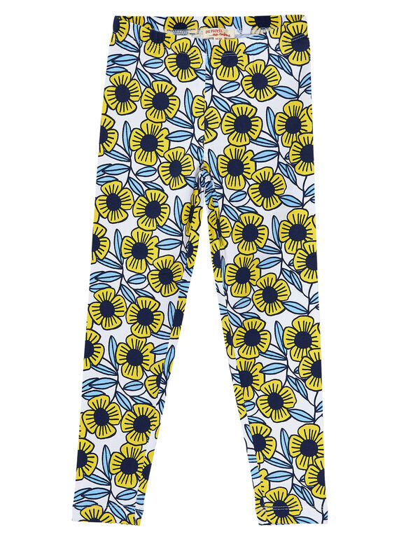 Leggings bambina con fiori blu e gialli JYATROLEG2 / 20SI01F2CAL001