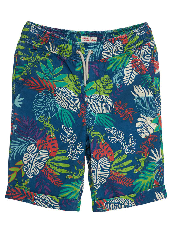Bermuda elasticizzati bambino turchese con stampa giungla tropicale JOSAUBER2 / 20S902Q3BER707