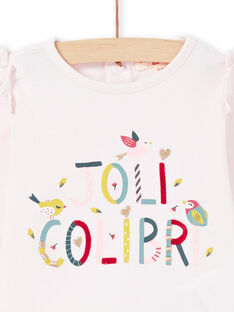 T-shirt a maniche lunghe rosa con scritta Joli Colibri neonata MIKATEE / 21WG09I1TML632