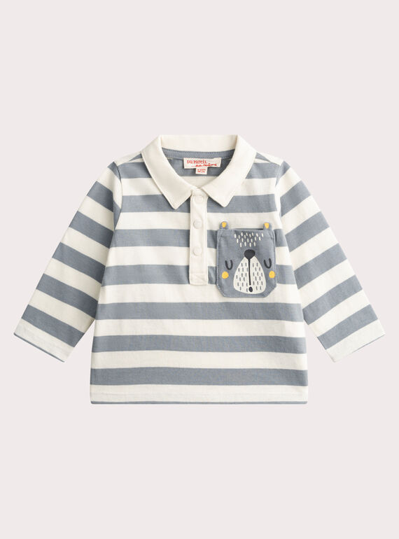 Polo a righe con figura d'orso per neonato VUPERPOL / 24WG10R1POLC202