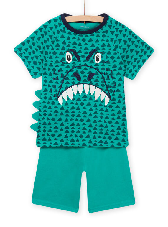 Completo pigiama verde fosforescente stampa coccodrillo bambino NEGOPYCDRA / 22SH12HAPYJ630