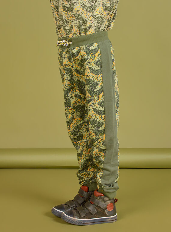 Pantaloni sportivi kaki con stampa leopardata bambino MOKAJOG2 / 21W902I2JGB612
