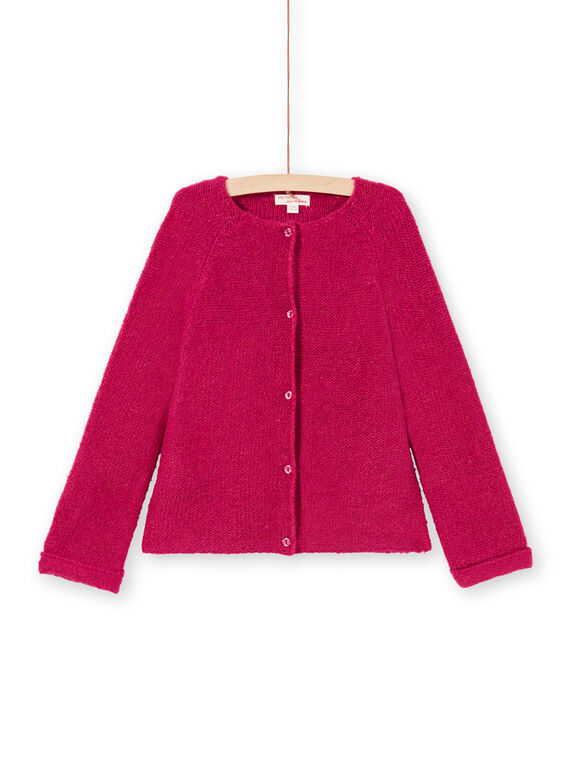 Cardigan maniche lunghe tinta unita rosa bambina MAJOCAR4 / 21W90122CARD312