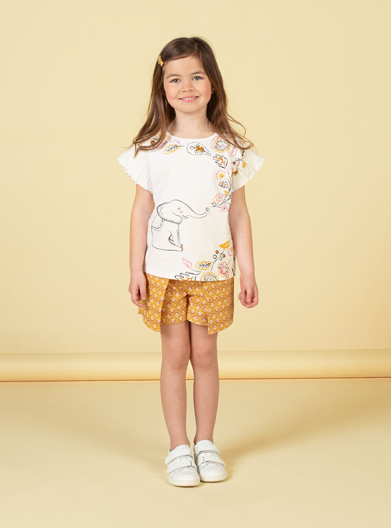 T-shirt maniche corte con volant, stampa elefante e foglie LAPOETI2 / 21S901Y2TMC001