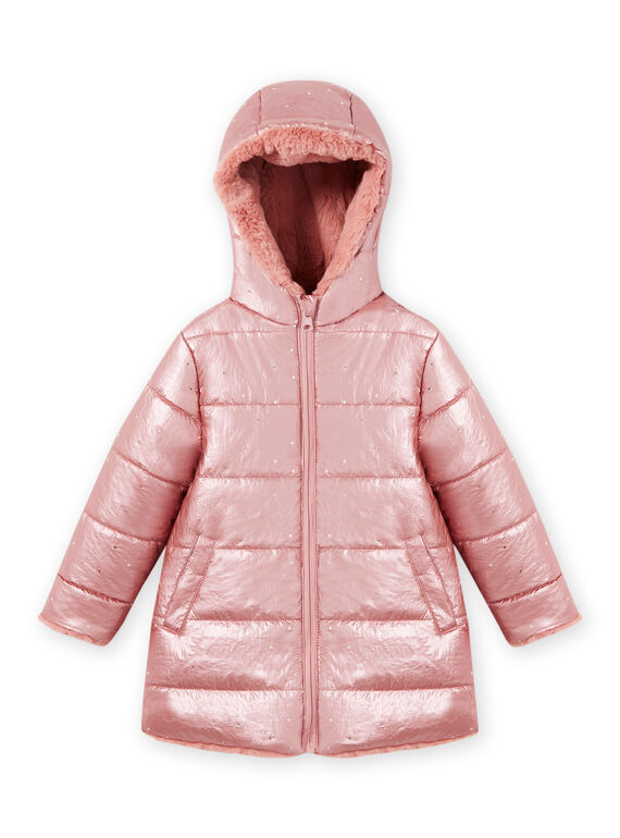 Parka con cappuccio double face rosa in finta pelliccia bambina MACOMPARKA / 21W90164PAR303