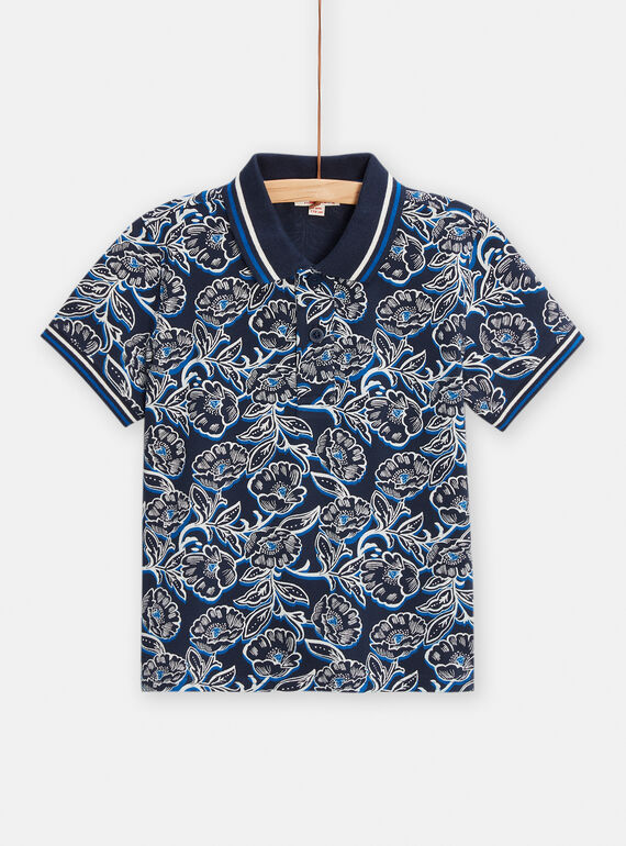 Polo navy con stampa a fiori bambino TOPAPOL / 24S90221POL705