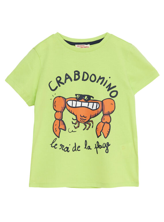 T-shirt bambino maniche corte gialla con stampa granchio JOJOTI9 / 20S902T3D31103