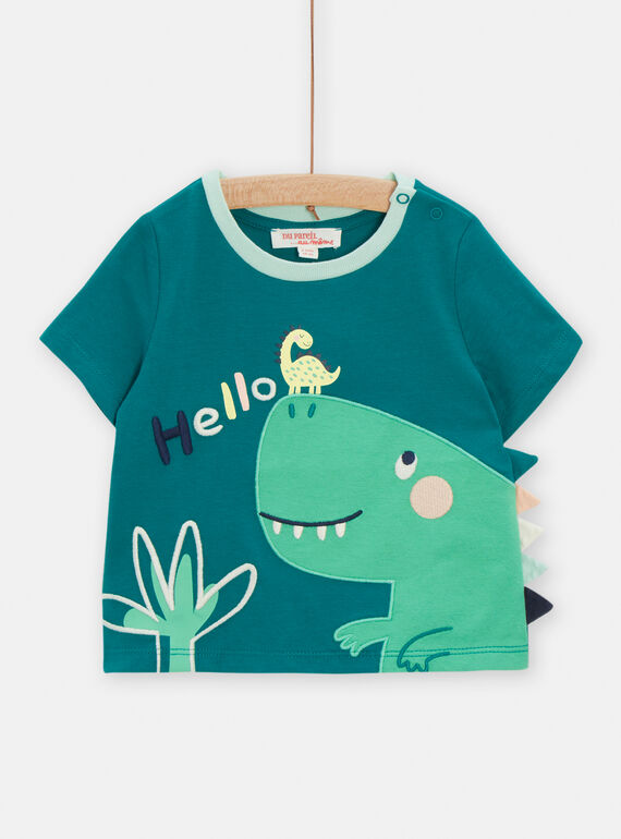 T-shirt verde smeraldo con motivo dinosauro neonato TUCOTEE2 / 24SG10N1TMC608