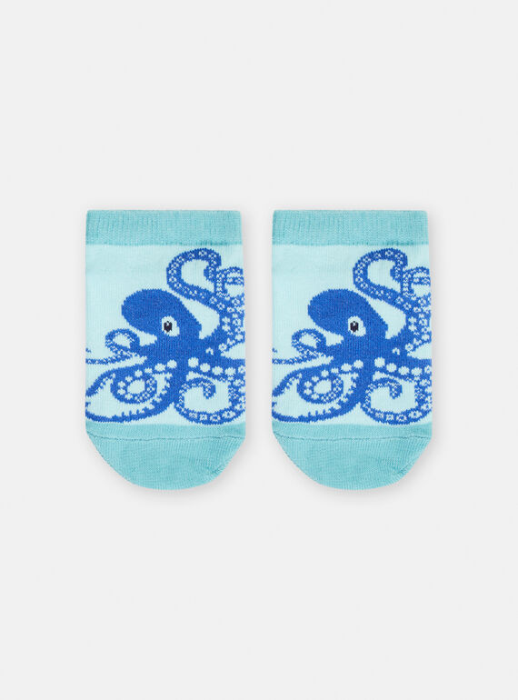 Calzini blu e verde acqua con motivo piovra bambino TYOJOSOQ3 / 24SI02C1SOQ213