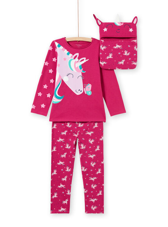 Completo pigiama T-shirt e pantaloni rosa scuro bambina MEFAPYJLIC / 21WH1173PYGD312