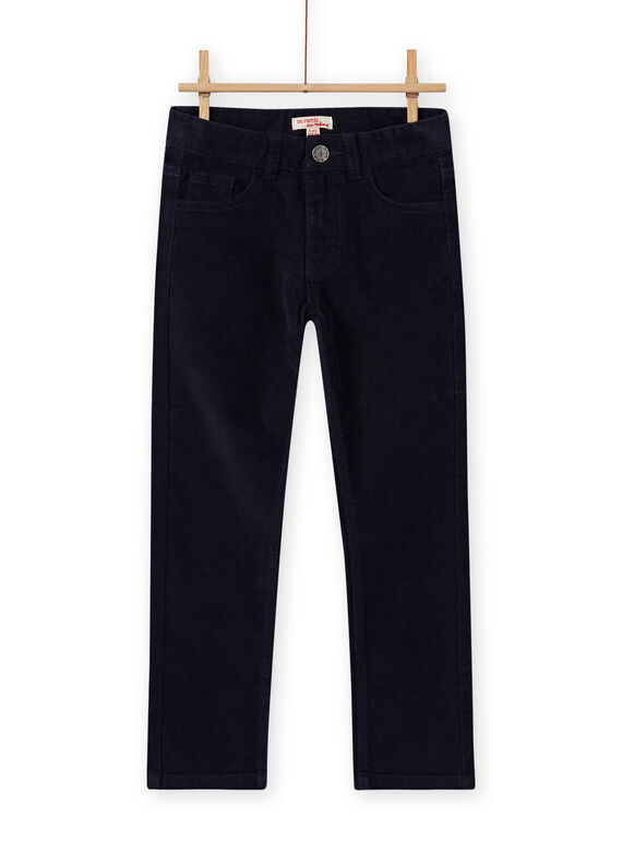 Pantaloni a tinta unita blu notte in velluto a costine bambino MOJOPAVEL4 / 21W90211PAN705