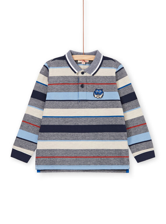 Polo grigio melange e rosso a righe - Bambino LOBLEPOL / 21S902J1POL705