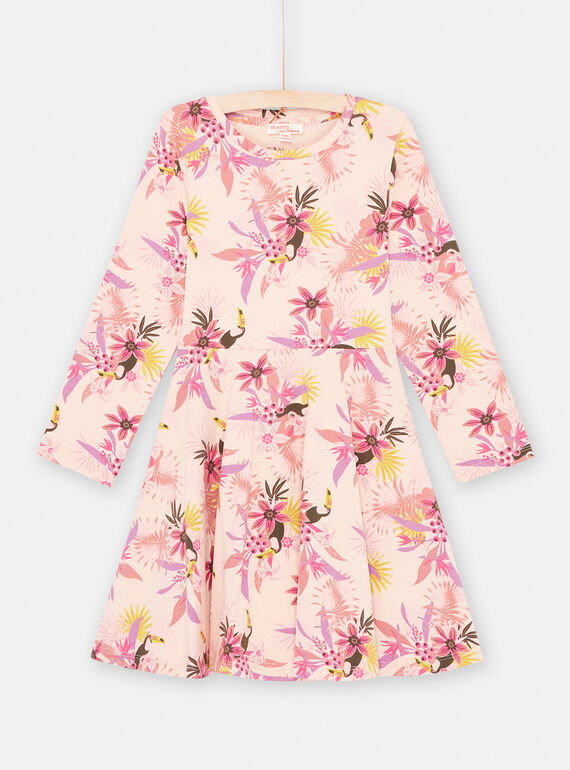 Abito rosa con stampa tropicale bambina SAJOROB3 / 23W901G1ROBD322