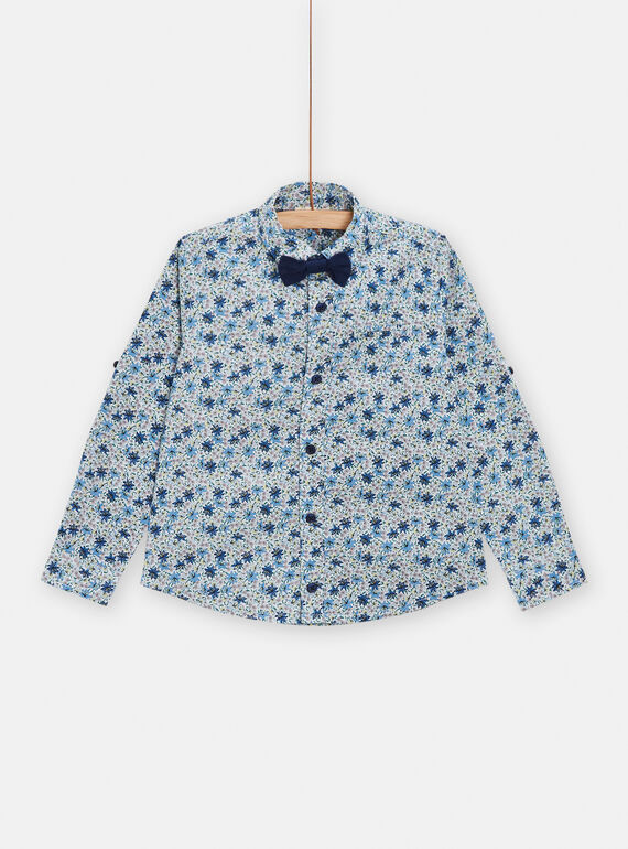 Camicia blu con stampa a fiori bambino TOPOCHEM2 / 24S902M2CHM000