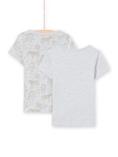 Set 2 t-shirt maniche corte abbinate grigio chiaro cane bambino MEGOTELSAV / 21WH12B1HLIA010
