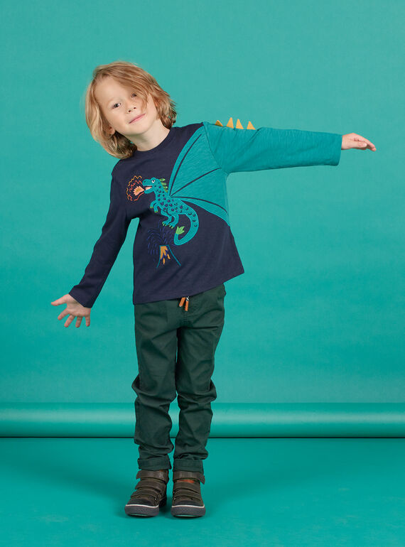 T-shirt navy ricamata bambino MOTUTEE4 / 21W902K4TML705