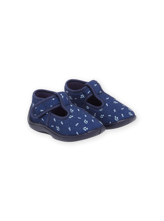 Babbucce a forma di scarpe baby navy con stampa pesci RUPANTSEA / 23KK3842D0A070