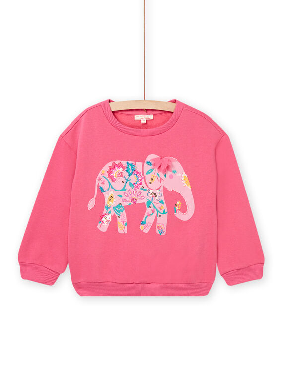 Felpa stile t-shirt imbottita rosa motivo elefante bambina NAGASWEA / 22S901O1SWE313
